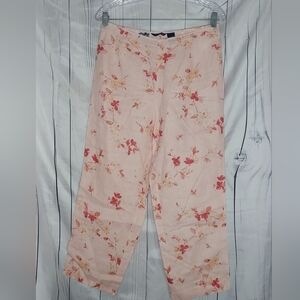 Ecologie 100% Irish Linen Cropped Pink Floral Pants